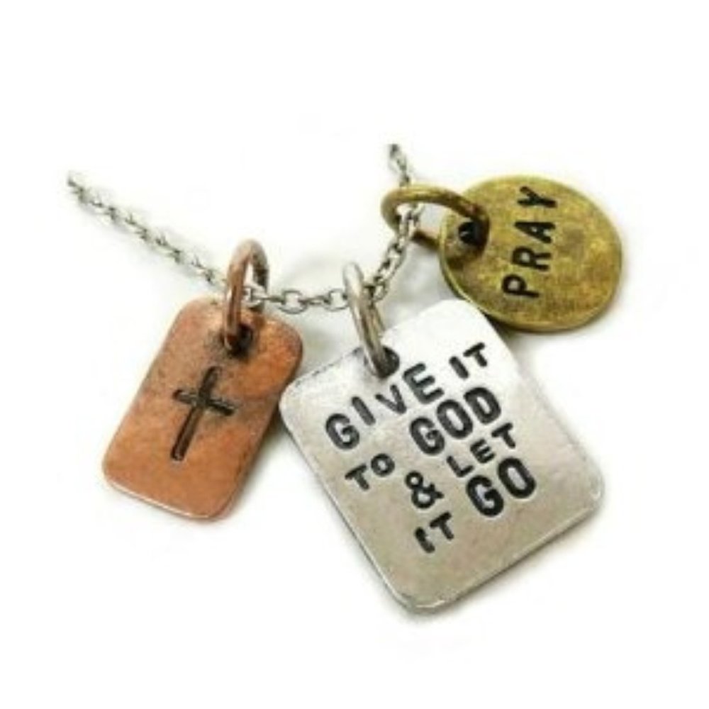 Give it to God and Let it Go Tri-tone Necklace